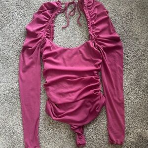 Free People Long Sleeve Ruched Bodysuits
